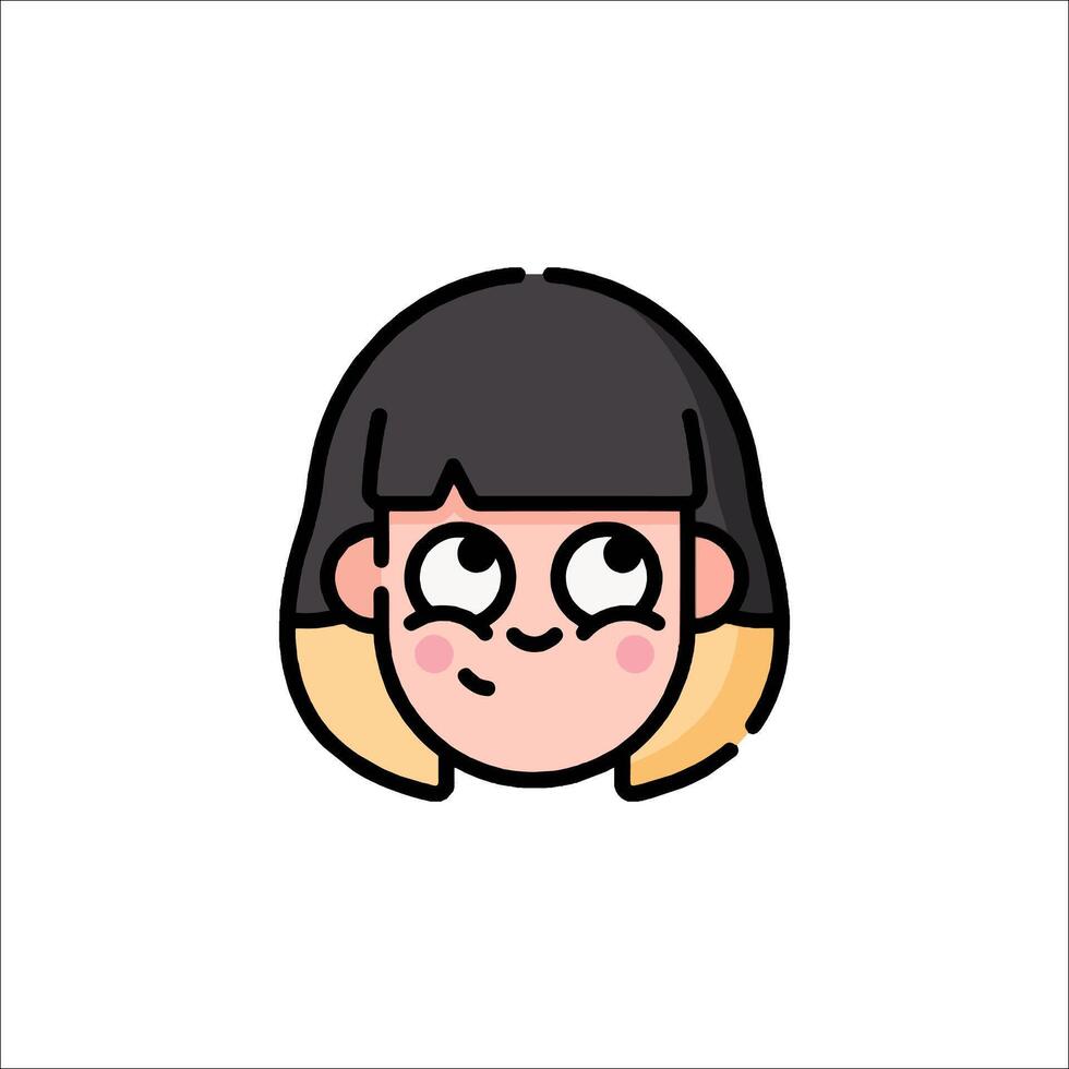 A cartoon girl with black hair and a big nose vector