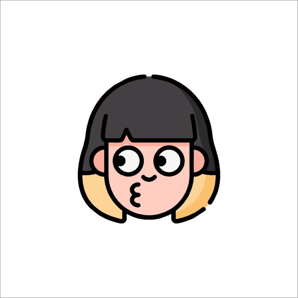 A cartoon girl with a big nose and black hair vector