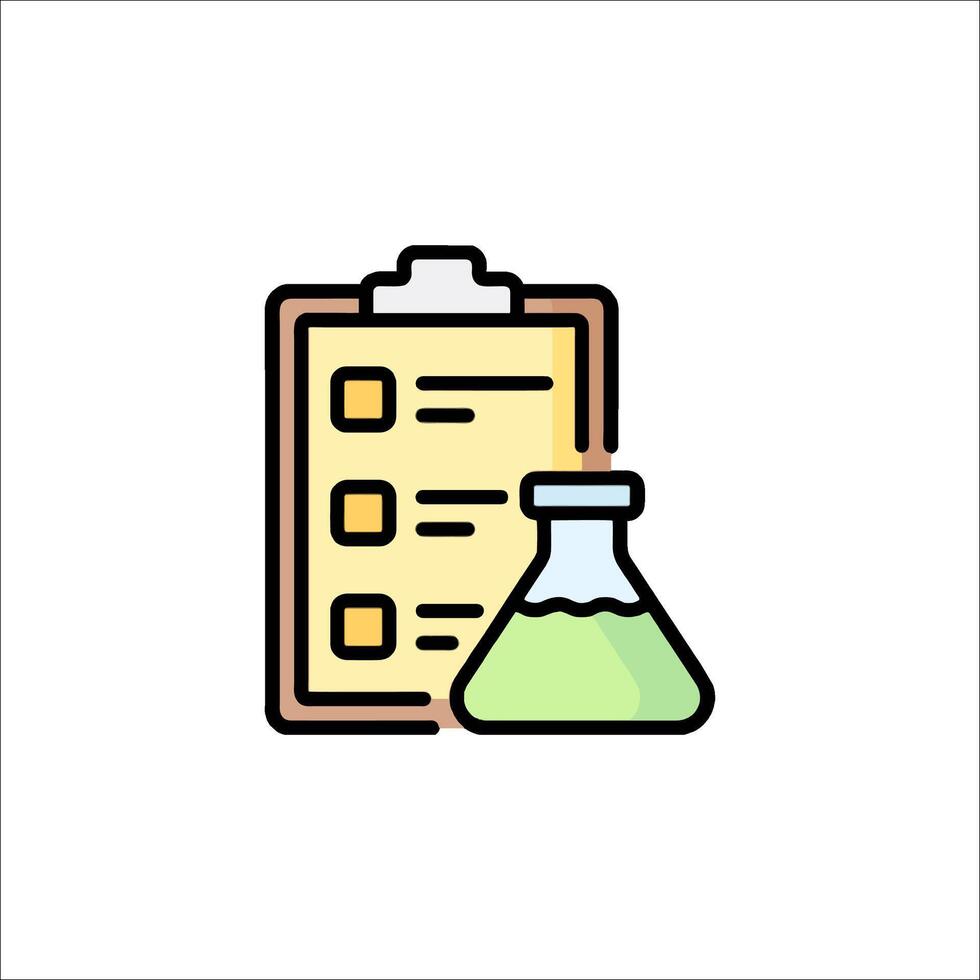 Chemical test tube and clipboard icon vector