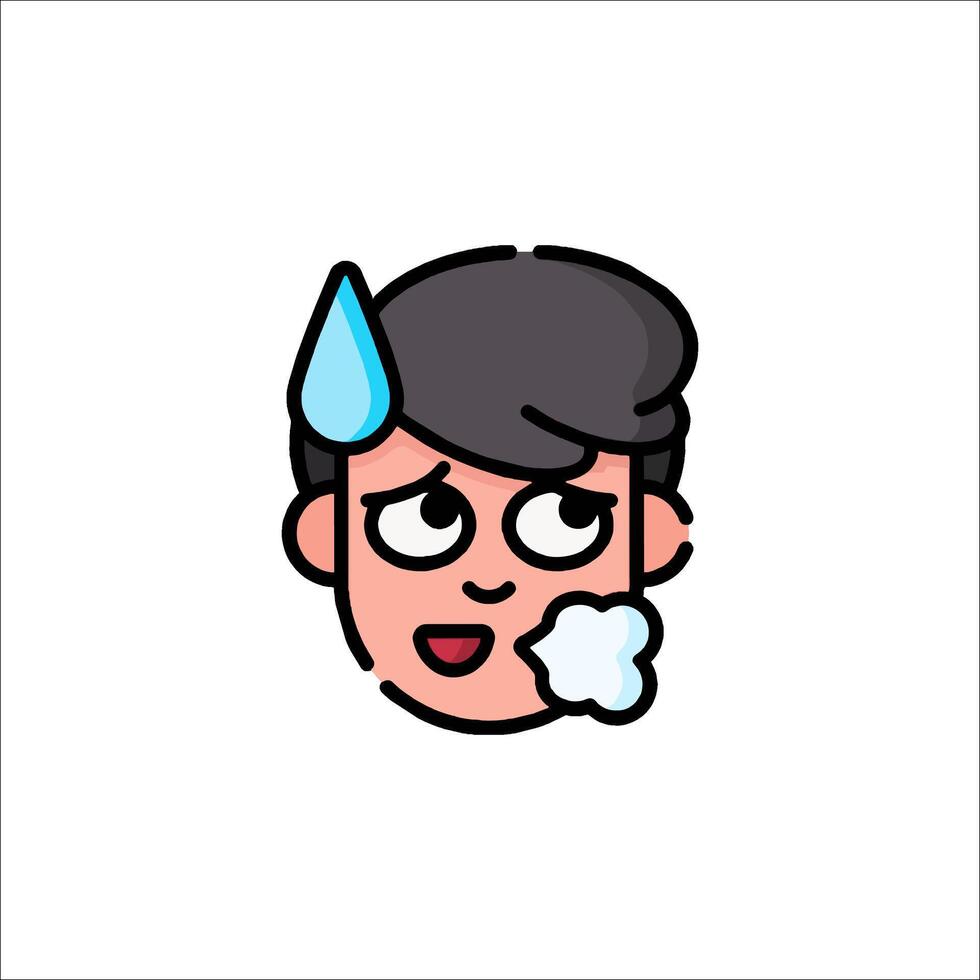 A cartoon man with a cold face and a drop of water on his head vector