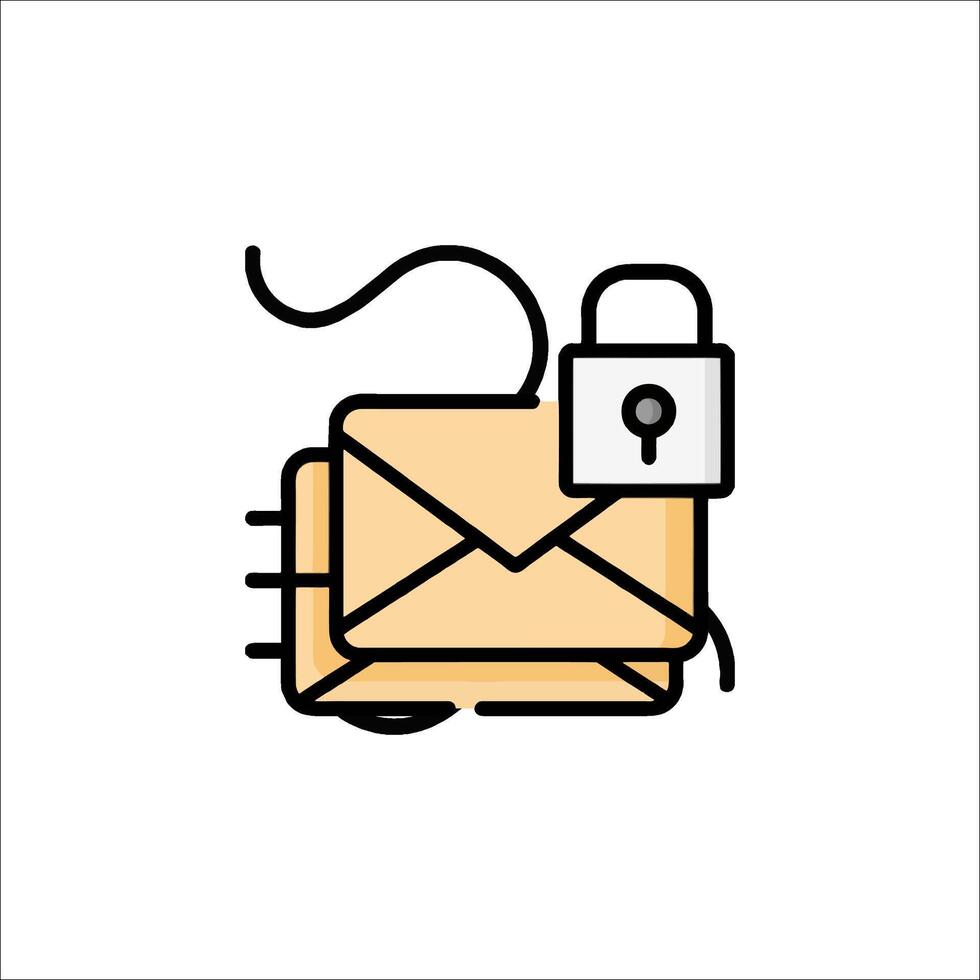 Email envelope icon with lock and padlock illustration vector