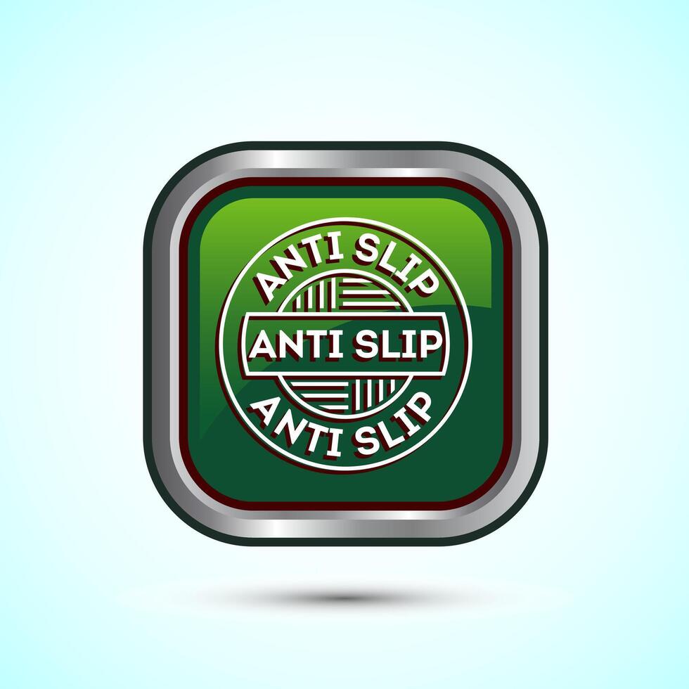 Anti slip icon design illustration. Non slip safety icon, Slip prevention sign symbol, Green color square button design vector