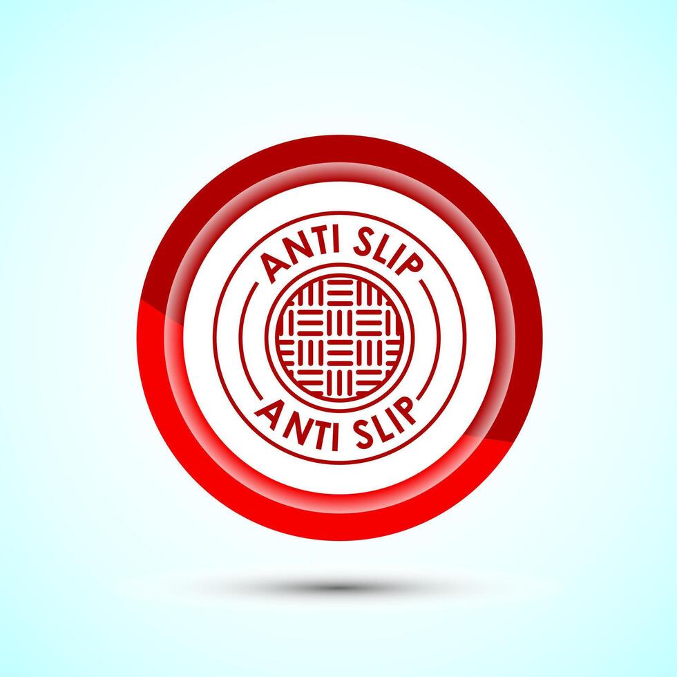 Anti slip icon design illustration. Non slip safety icon, Slip prevention sign symbol, Red color button design vector