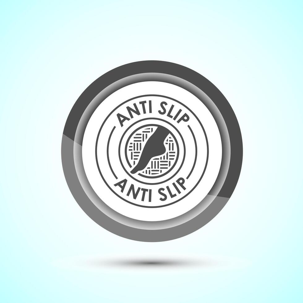 Anti slip icon design illustration. Non slip safety icon, Slip prevention sign symbol, Gray color button design vector