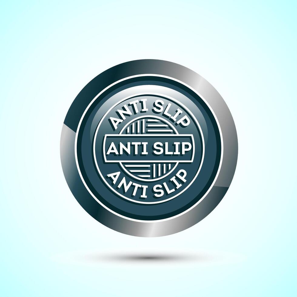 Anti slip icon design illustration. Non slip safety icon, Slip prevention sign symbol, Gray color round button design vector