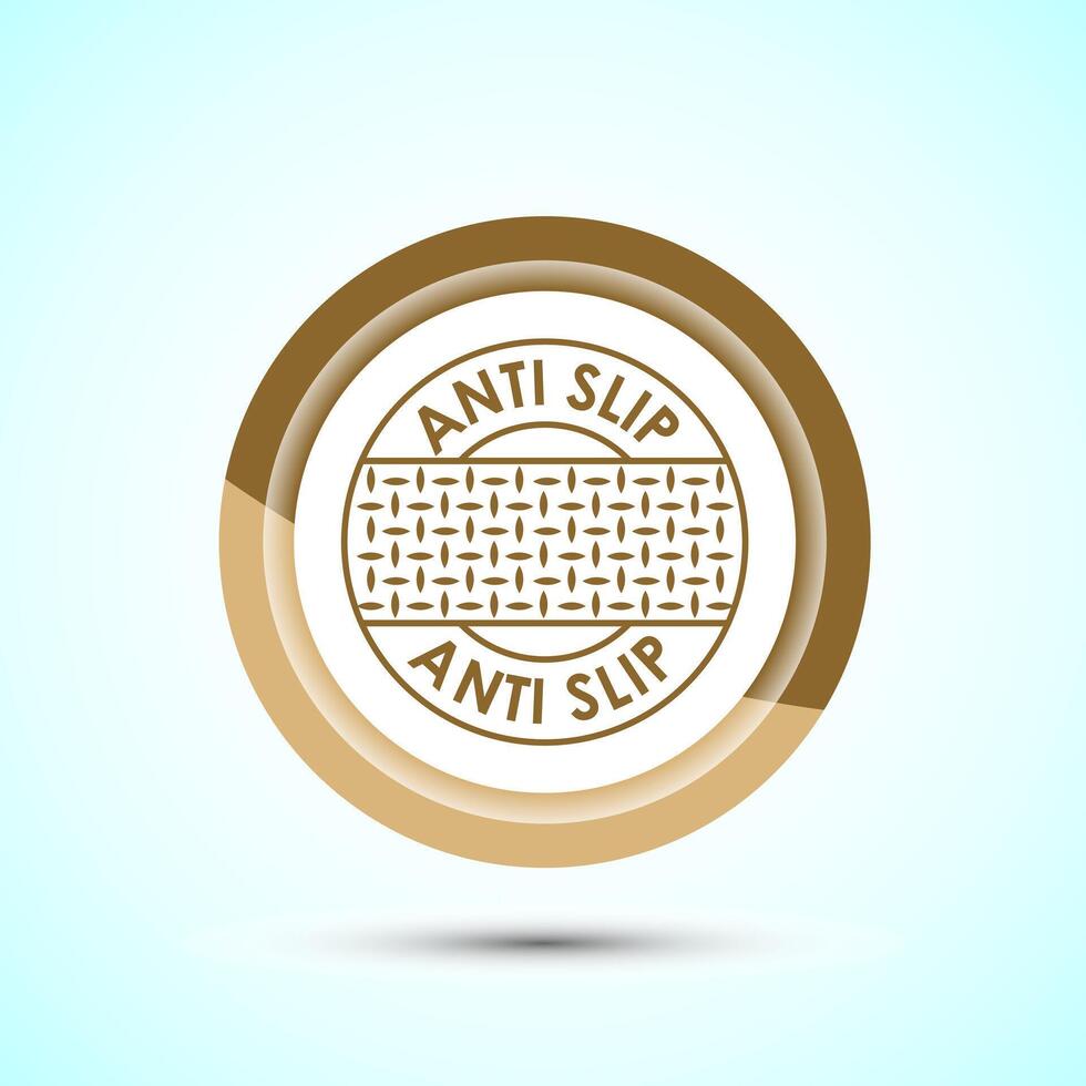 Anti slip icon design illustration. Non slip safety icon, Slip prevention sign symbol, Gold color button design vector