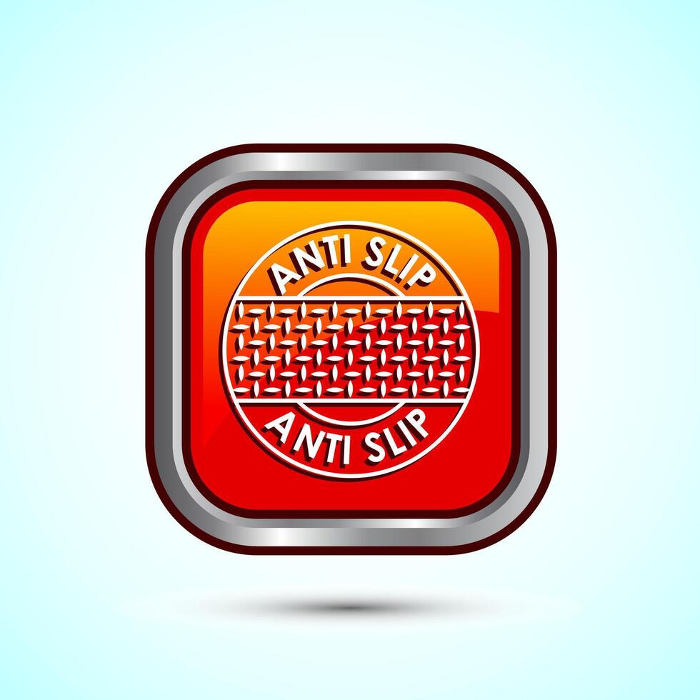 Anti slip icon design illustration. Non slip safety icon, Slip prevention sign symbol, Orange color square button design vector