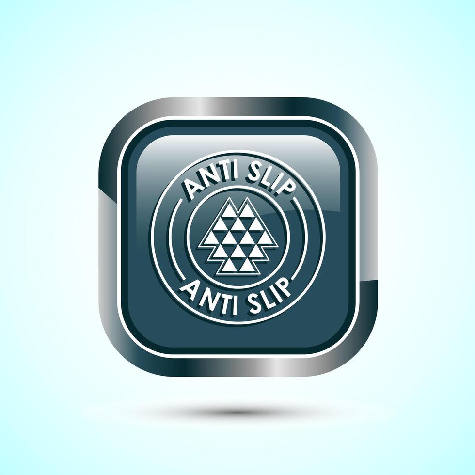 Anti slip icon design illustration. Non slip safety icon, Slip prevention sign symbol, Gray color square button design vector