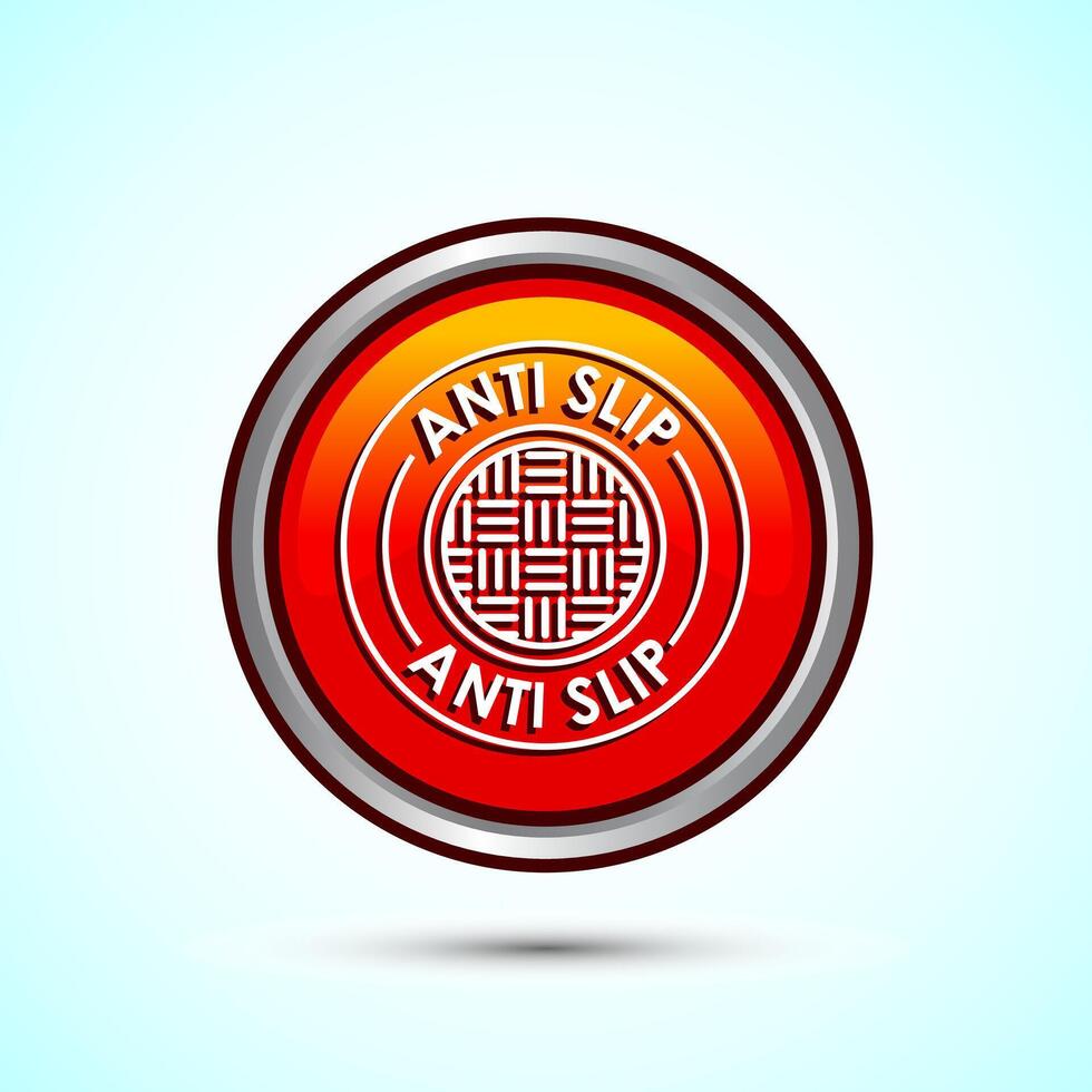 Anti slip icon design illustration. Non slip safety icon, Slip prevention sign symbol, Orange color round button design vector