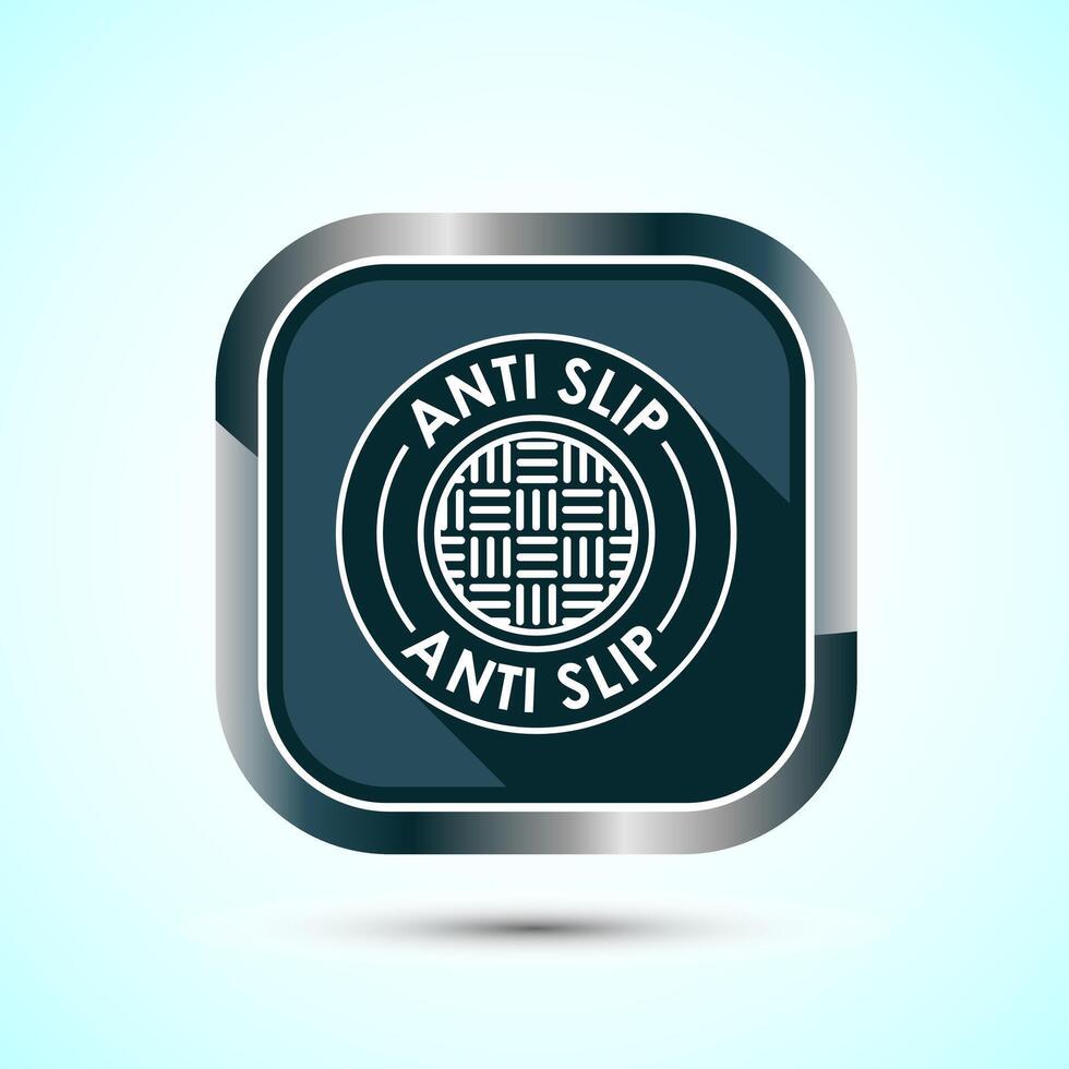 Anti slip icon design illustration. Non slip safety icon, Slip prevention sign symbol, Gray color shadow button design vector