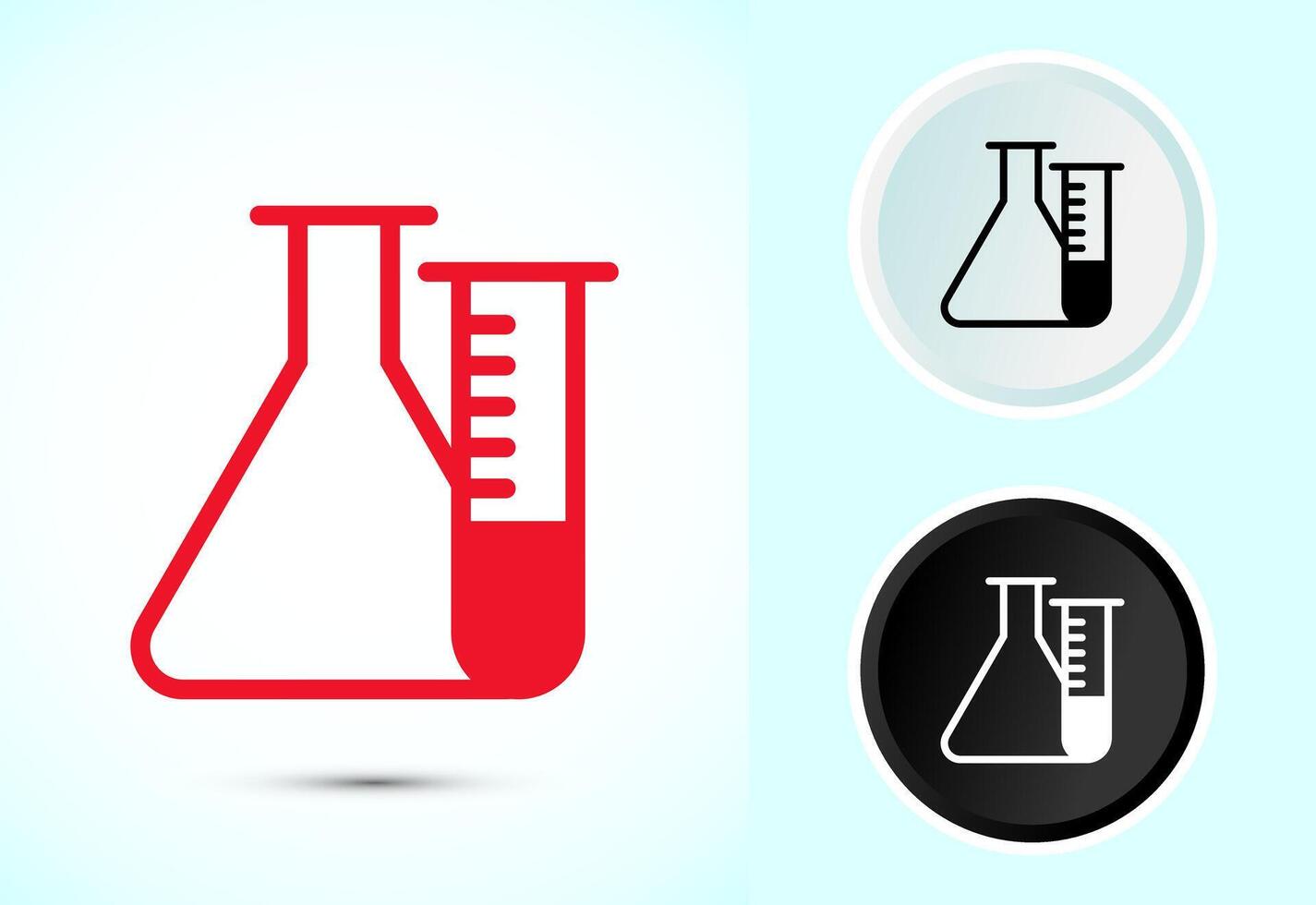 Lab flask icon, chemical flask icon for apps and websites, Color black and white vector