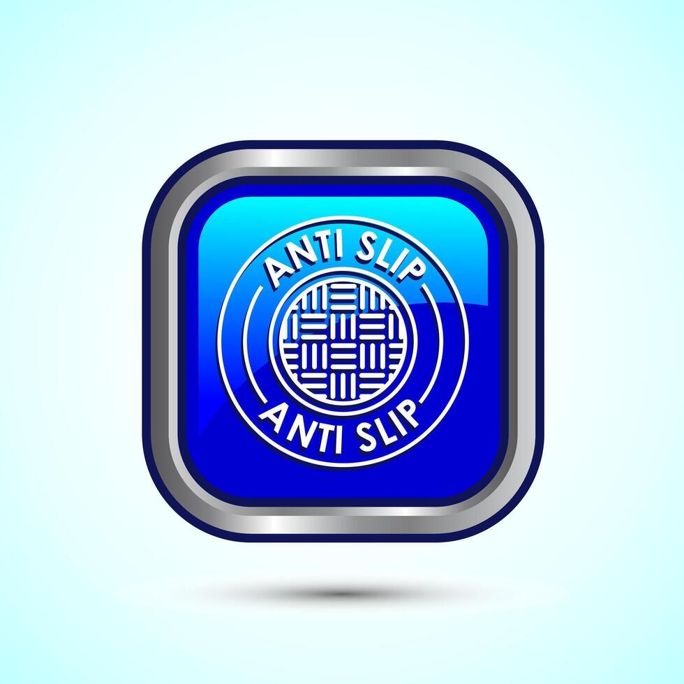 Anti slip icon design illustration. Non slip safety icon, Slip prevention sign symbol, Blue color square button design vector