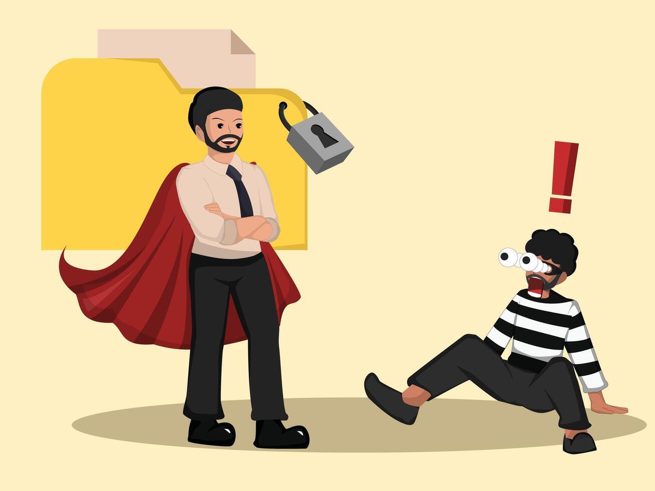 Cybersecurity Hero Protecting Data from Hacker Attack vector