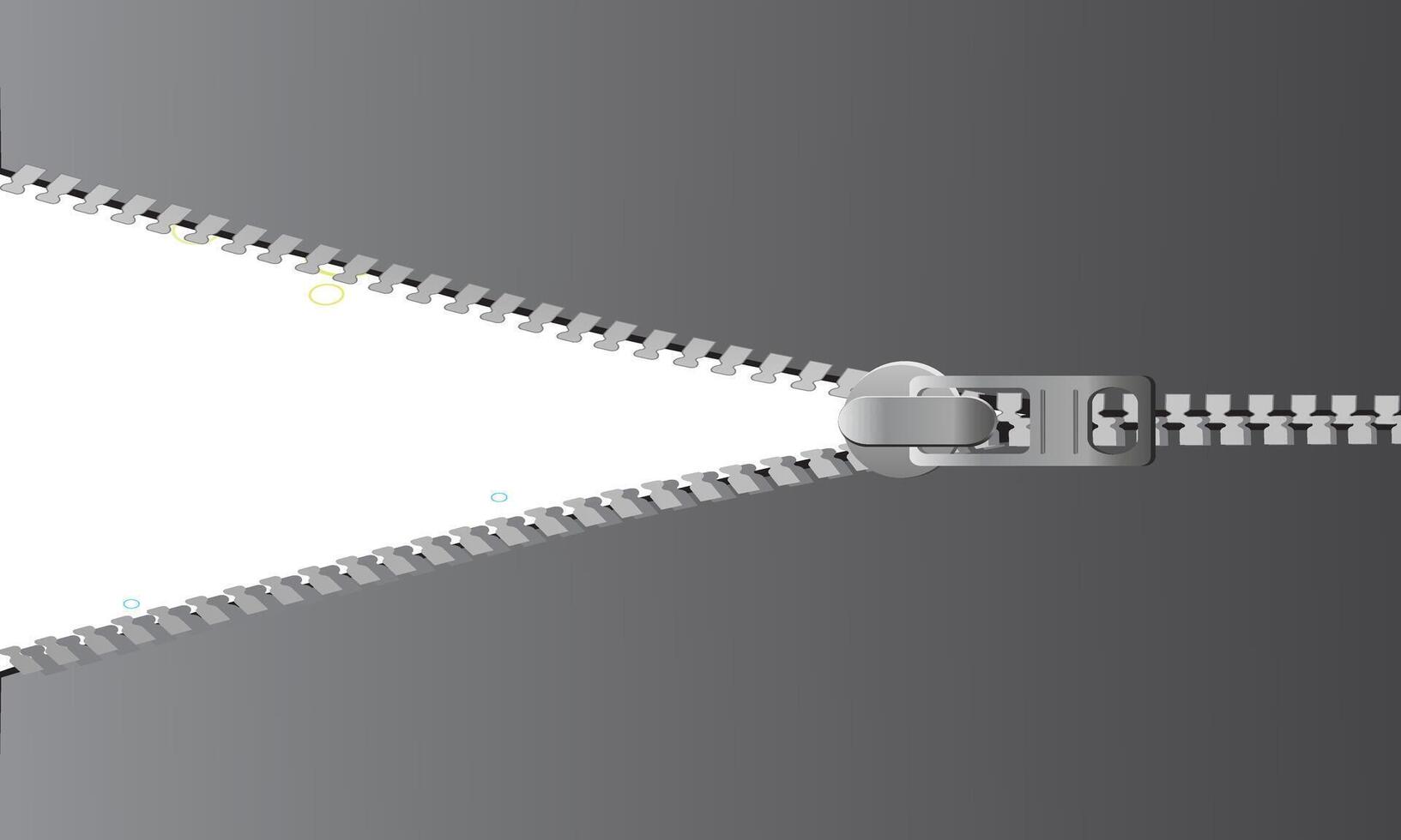 A symbolic digital illustration of a gray zipper opening up to a bright white background vector