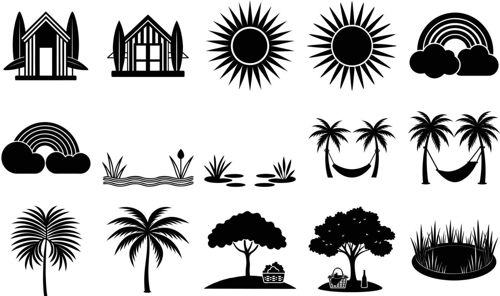 Scenic Summer Day with Nature Elements vector