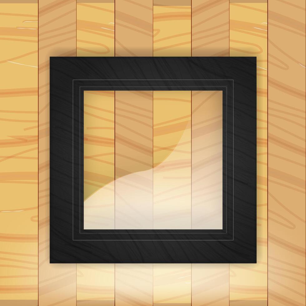 Modern frame for photo or pictures with shadow realistic dark wooden frame vector