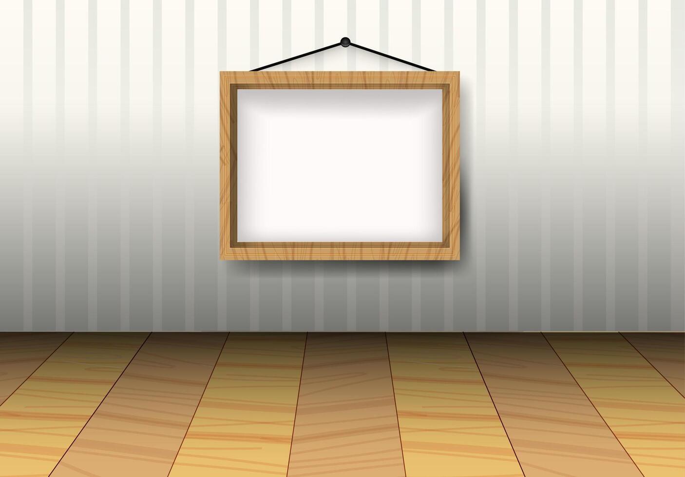 Wood photo frame for image and text on al wall vector