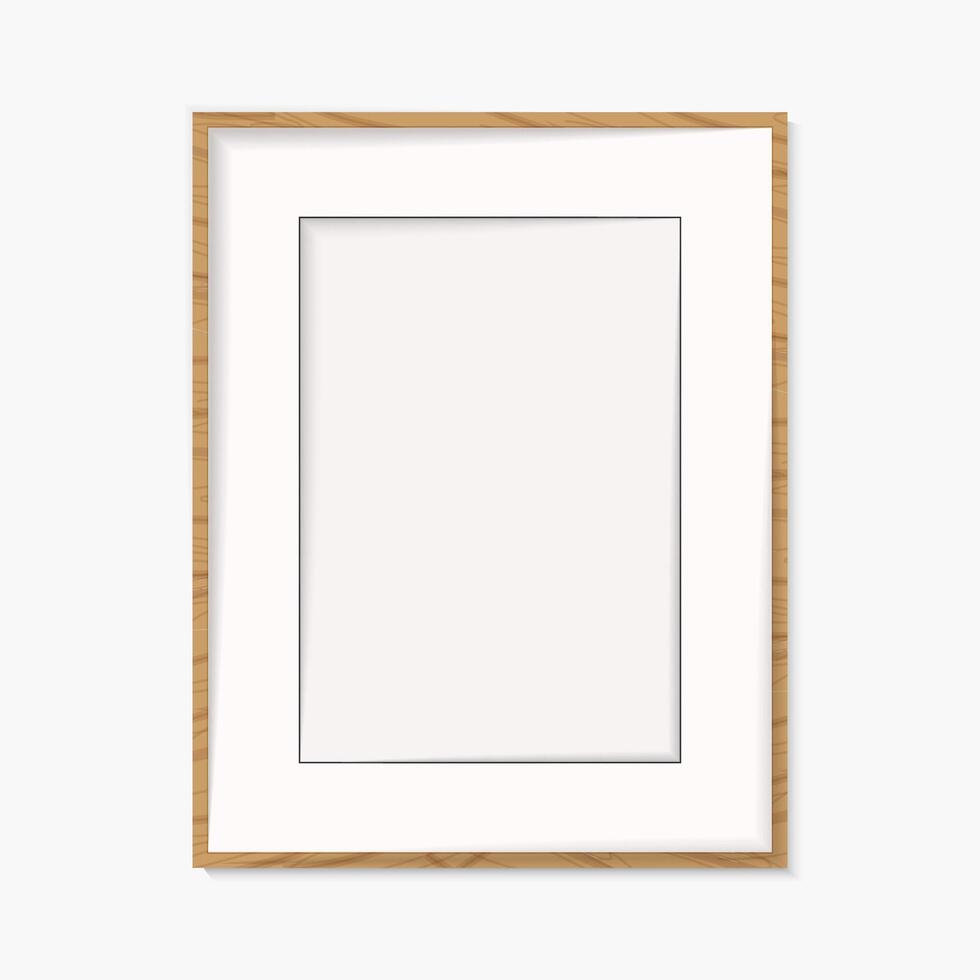 Modern frame ligth wood for photo or pictures with shadow. vector