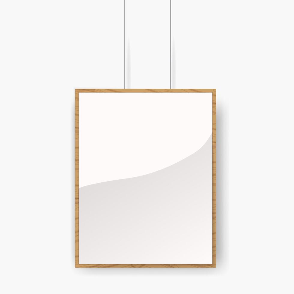 Modern frame for photo or pictures with shadow. realistic wooden frame vector