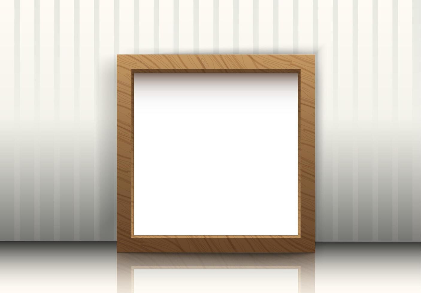 Wood photo frame for image and text vector