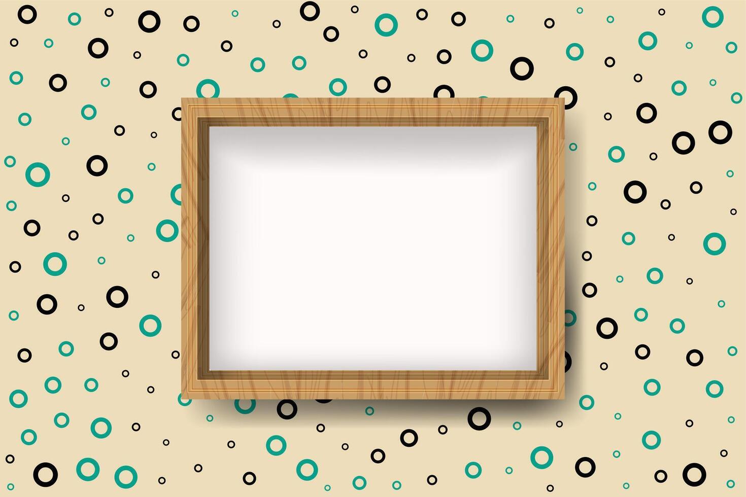 Wood photo frame for image and text with light background vector