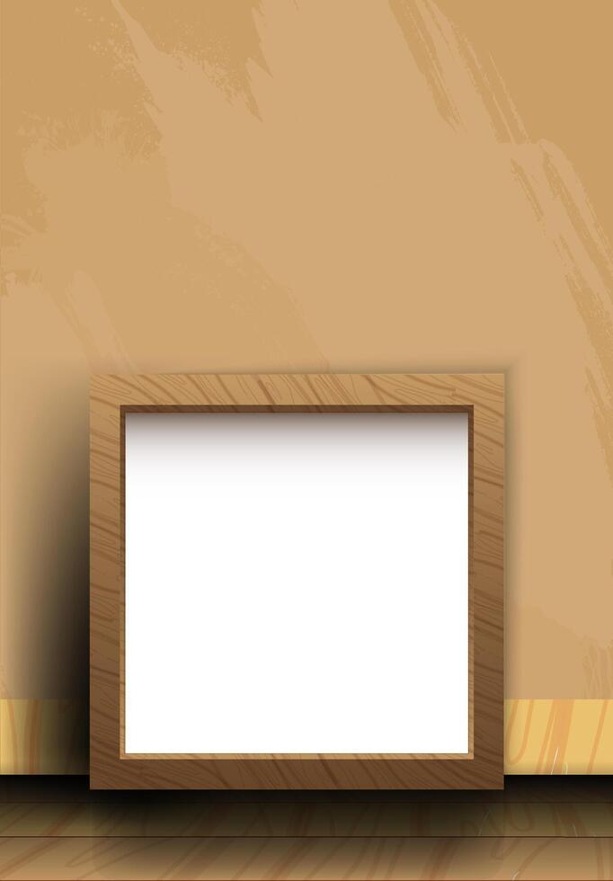 Squared realistic wooden Photo frame vector