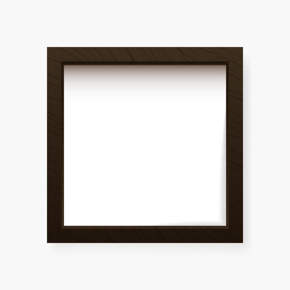 Squared realistic dark wood Photo frame vector