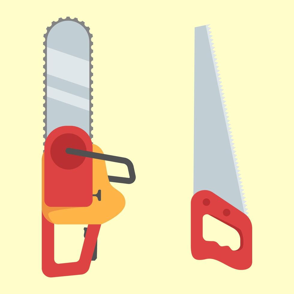Chainsaw and Hand Saw Illustration vector