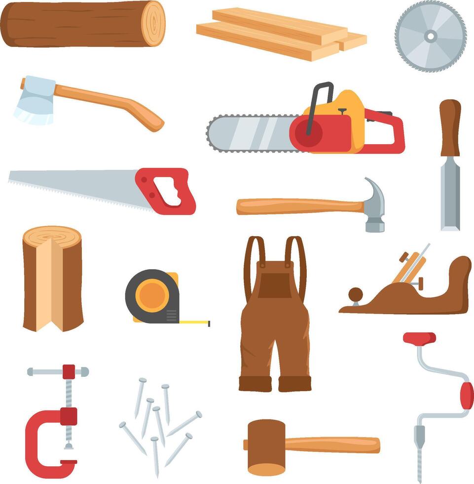 Set Of Carpenter icons vector