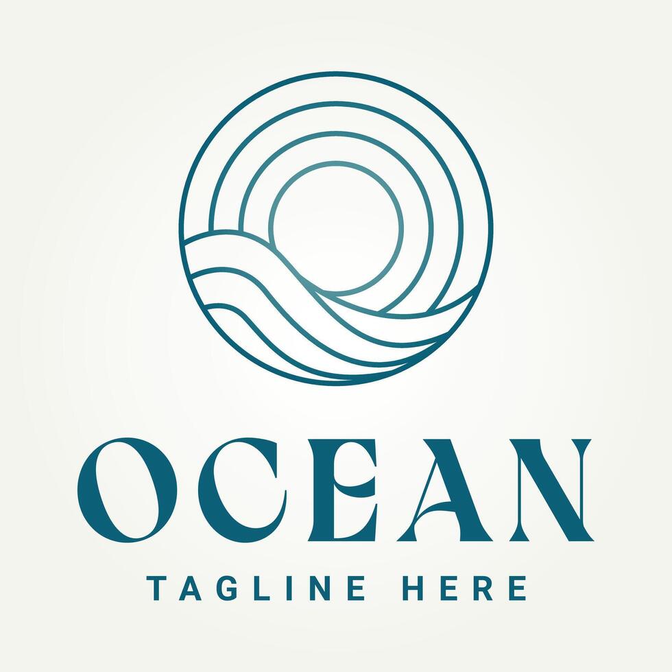 simple minimalist ocean line art icon logo template illustration design vector