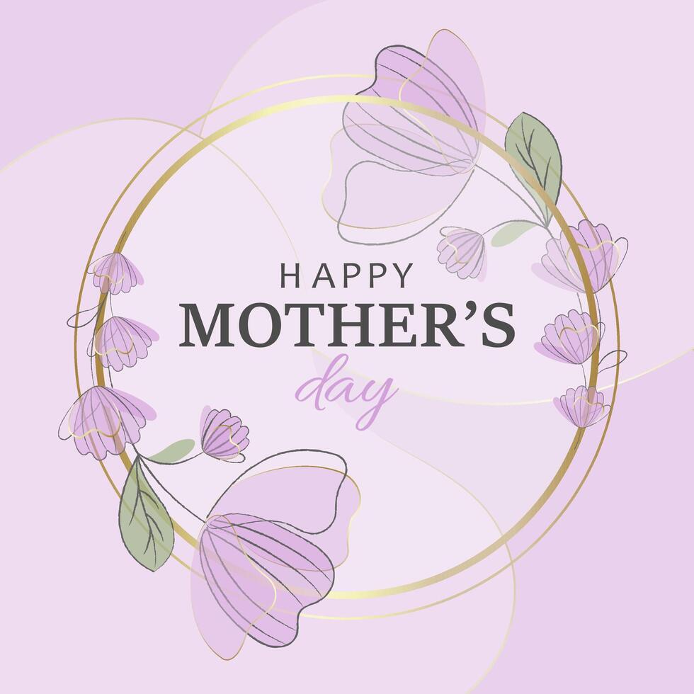 Mother's Day square card in pastel pink colors vector