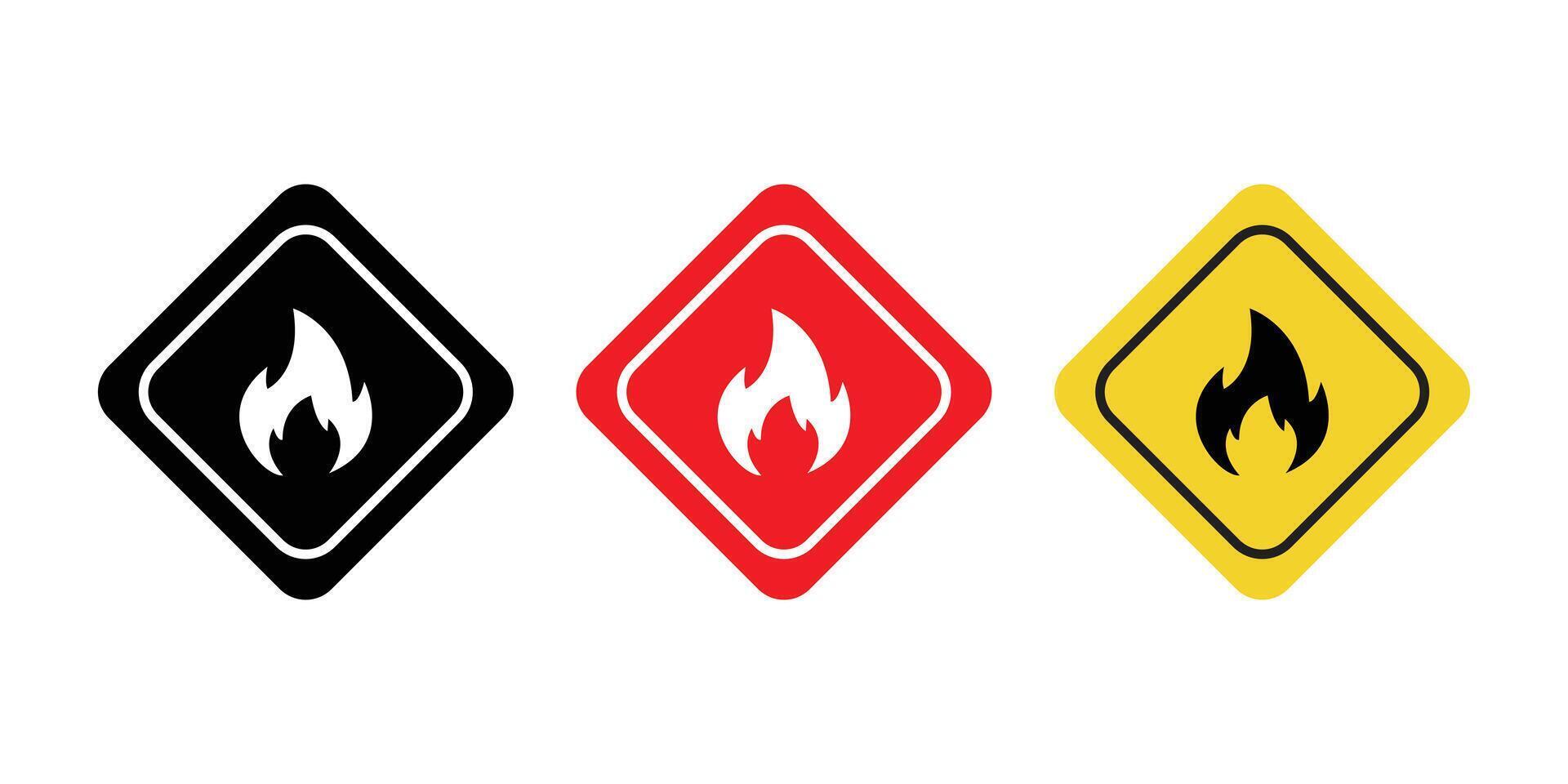 Fire danger icon set. vector