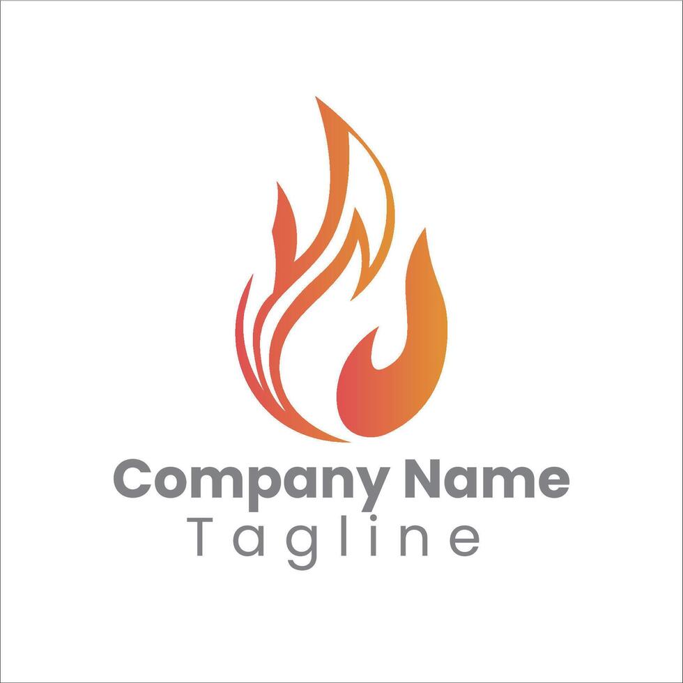 Fire logo design with company name and tagline vector