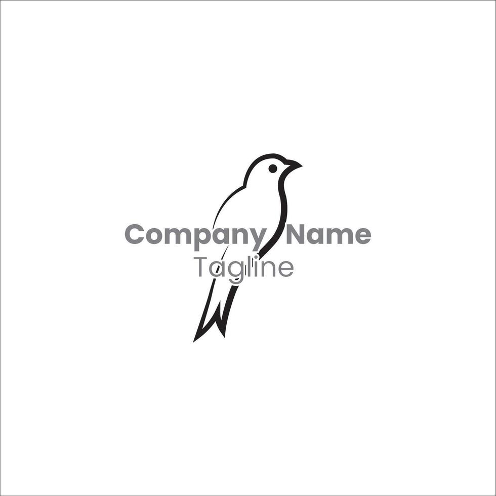 Simple elegant bird logo design illustration vector
