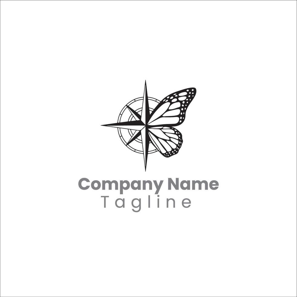 Butterfly Compass Logo Design vector
