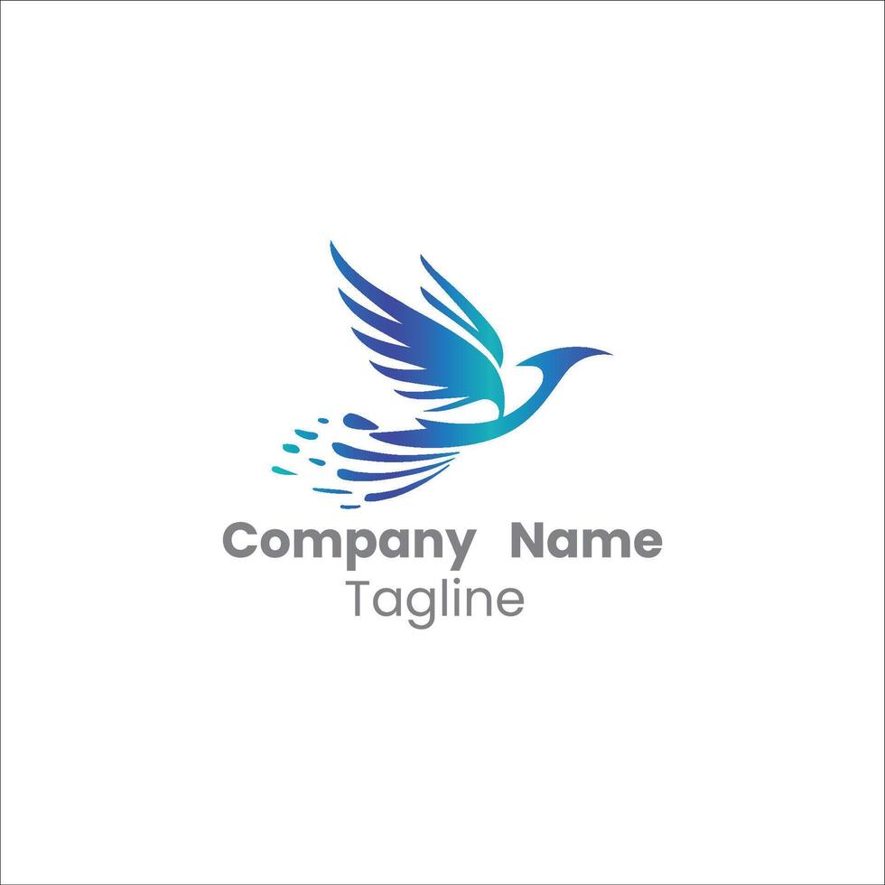 Elegant Blue Bird Logo Design vector