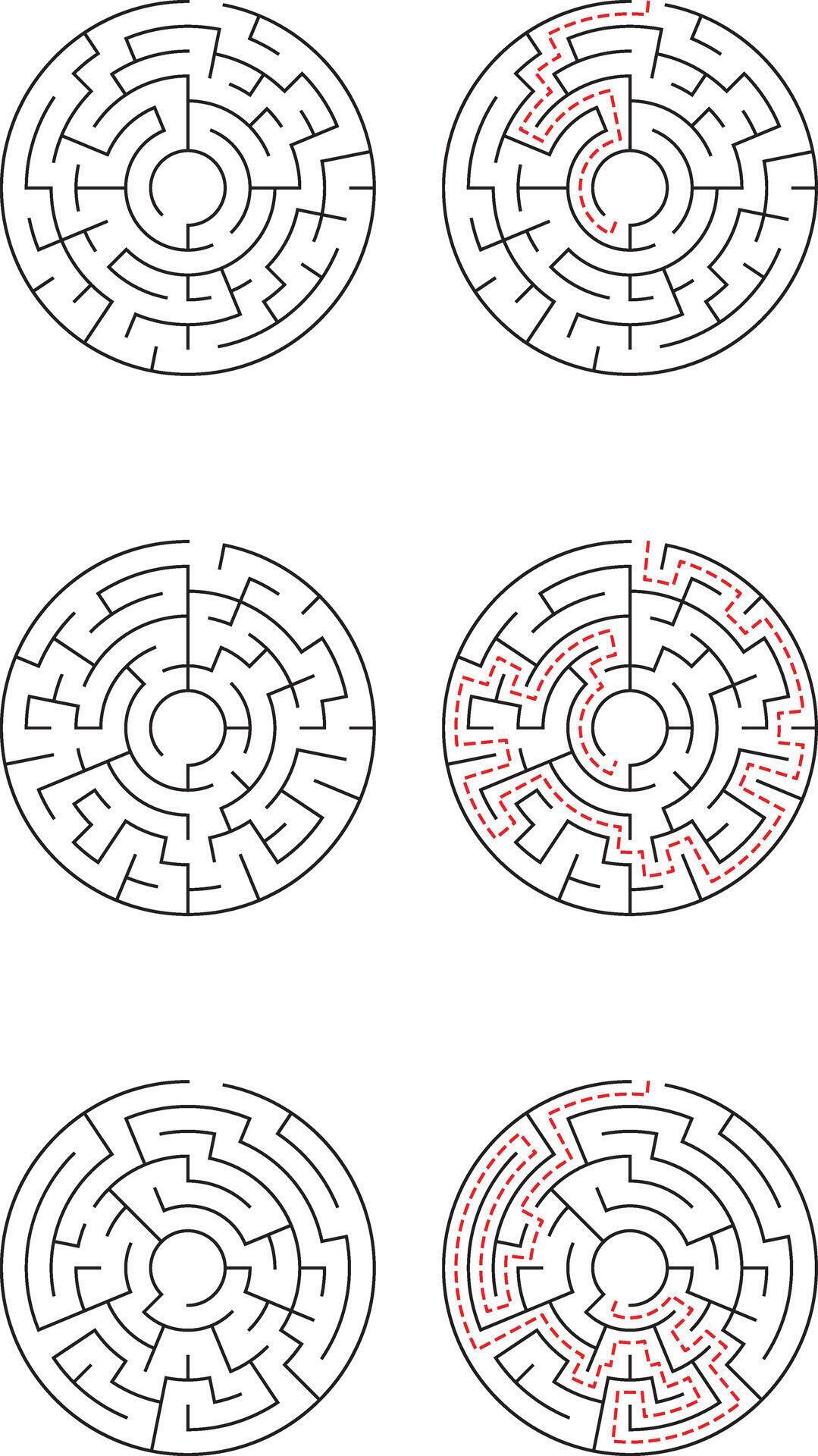 Circular Mazes Solving Puzzles, Paths, and Solutions 59671923 Vector ...