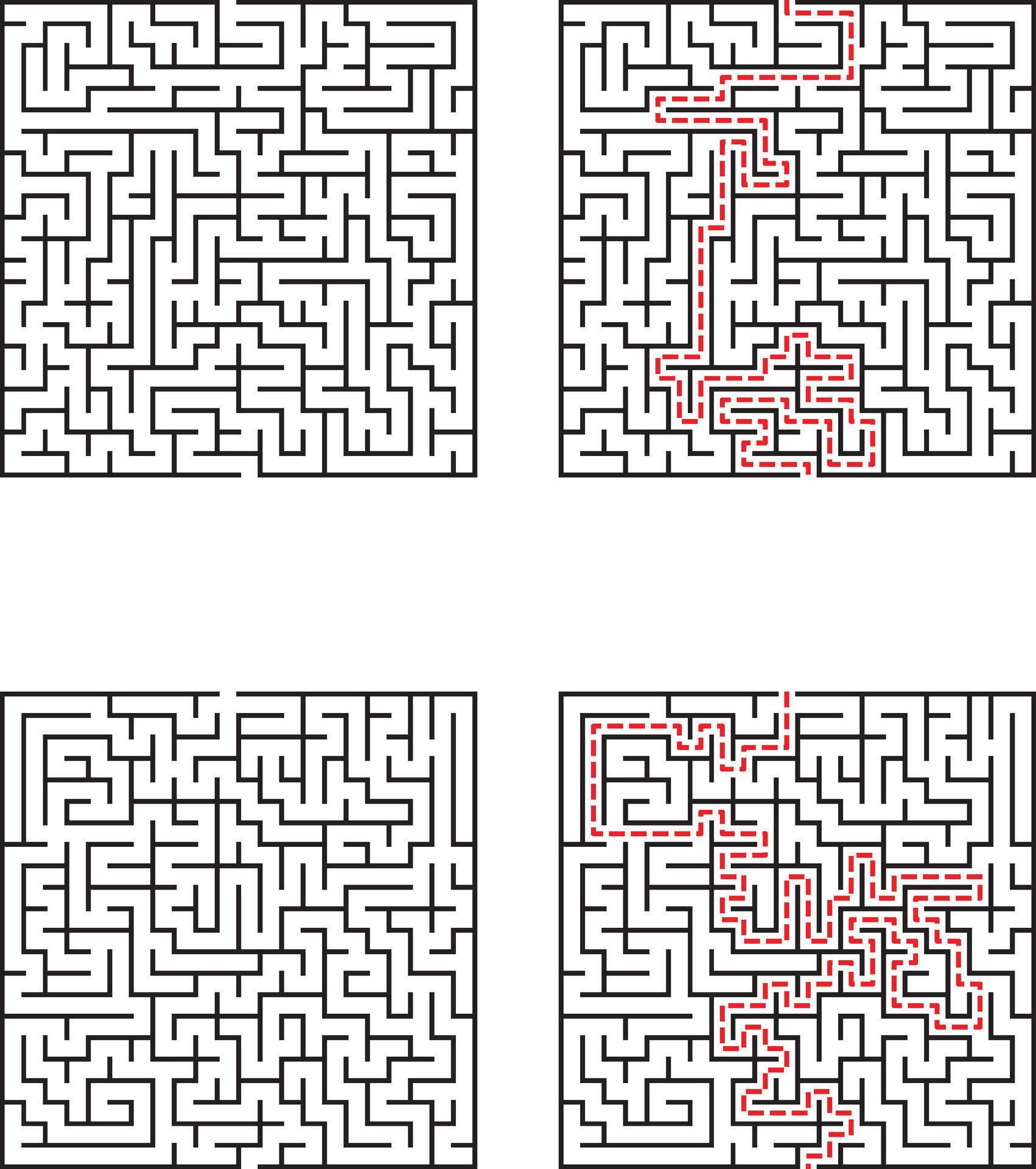 Complex Mazes Solutions Pathfinding Puzzles, Brain Teasers, Logic Games ...