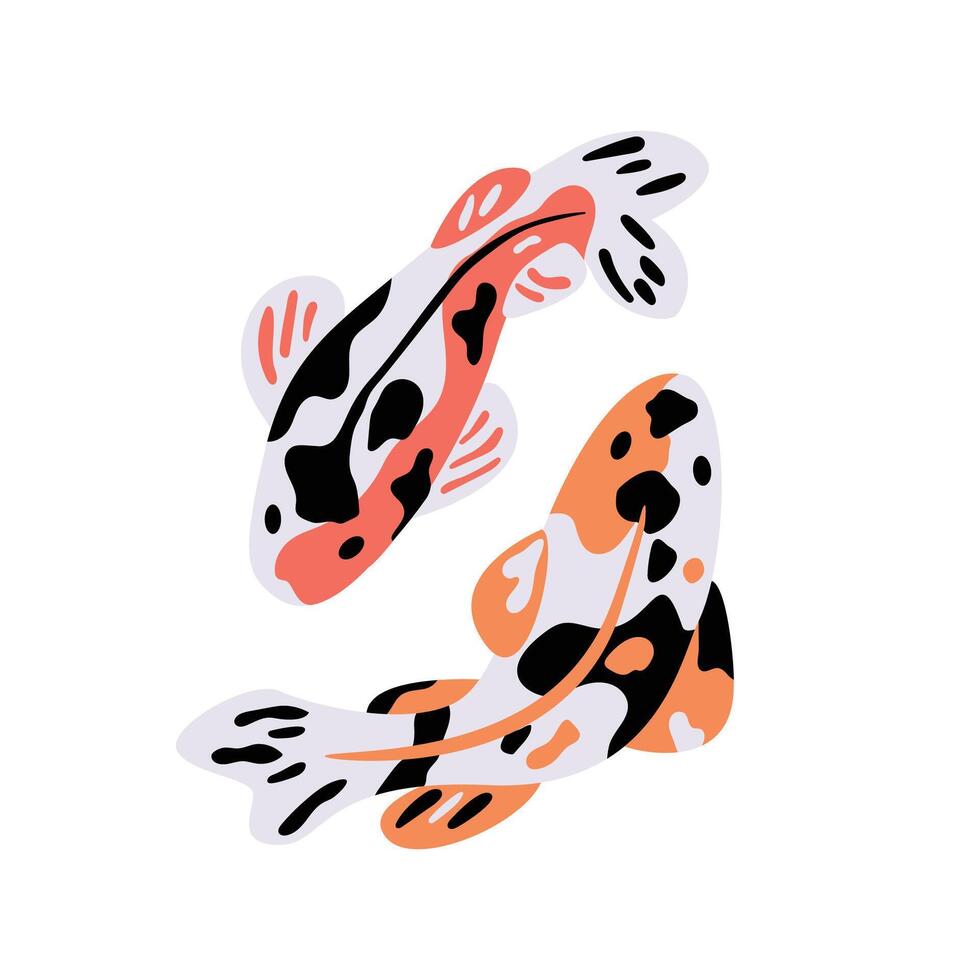 Two koi fish in traditional Japanese style as symbol of harmony and luck vector