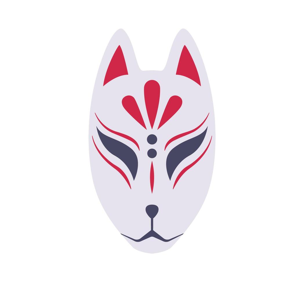 Traditional Japanese kitsune fox mask symbol of folklore and mythology vector