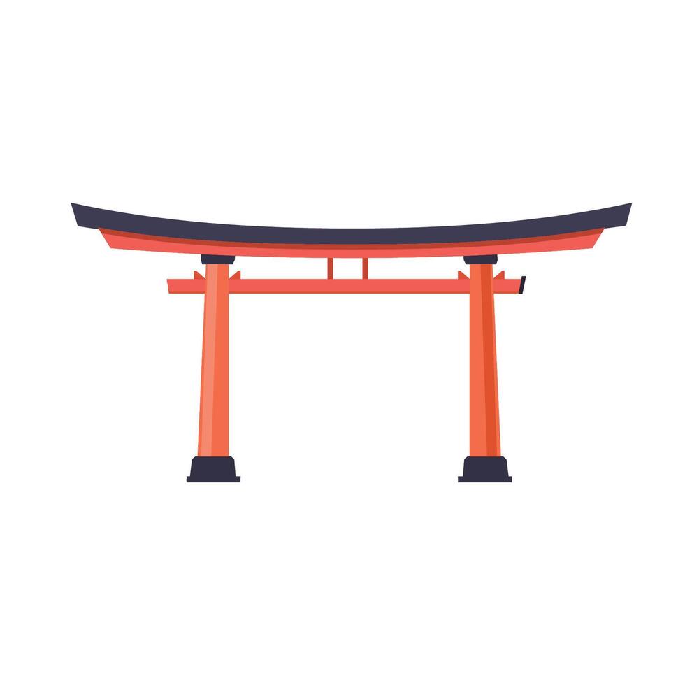 Traditional Japanese torii gate at shrine entrance, symbol of Shinto religion vector