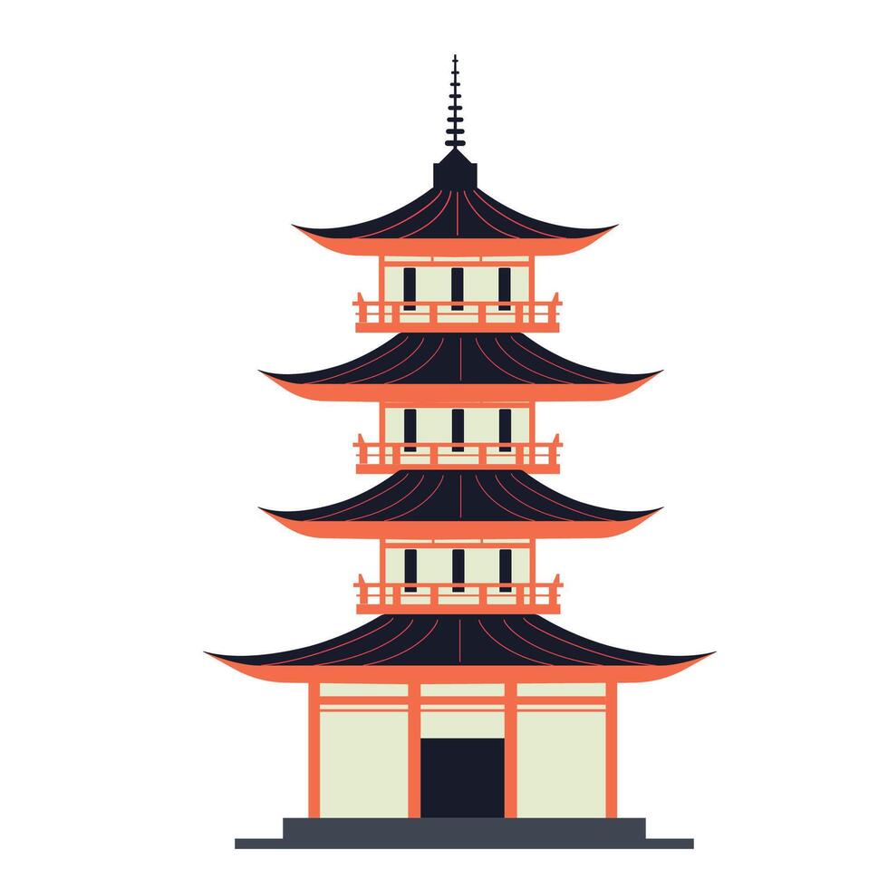 Traditional Japanese pagoda temple with historic architecture and red roof vector