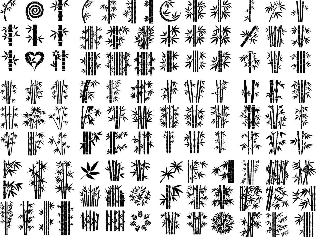 Bamboo Silhouette Asian Nature and Tropical Foliage Illustration vector