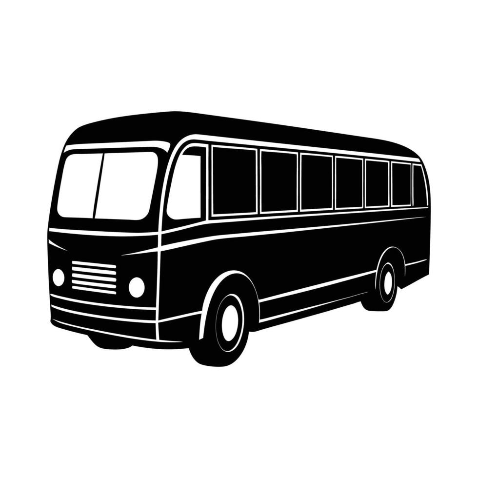 bus silhouette on white background, school bus silhouette. vector
