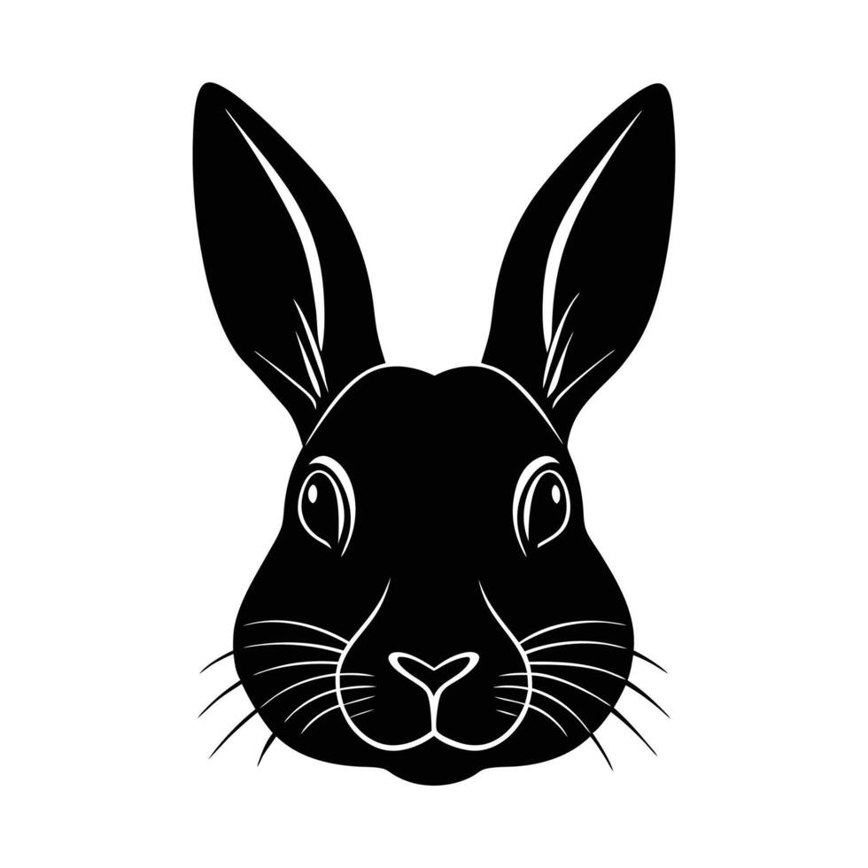 rabbit face silhouette , illustration on white background. rabbit face silhouette vector