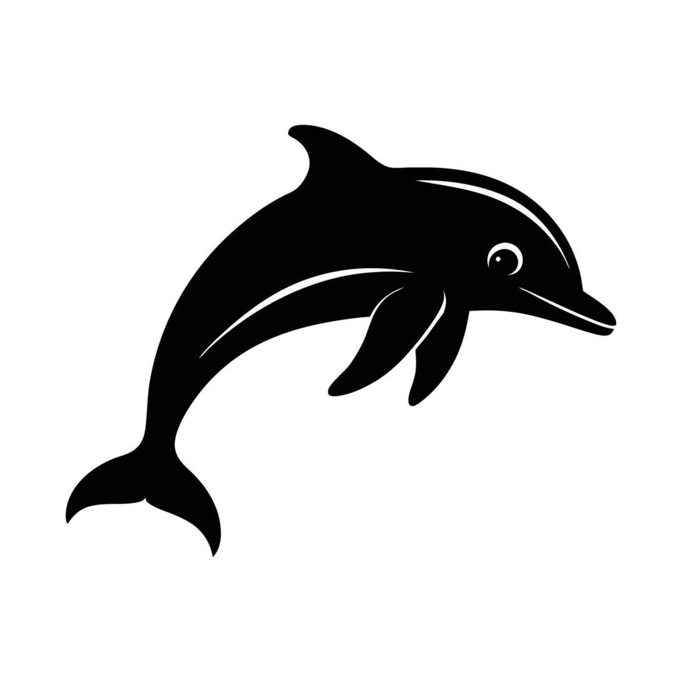 dolphin silhouette , illustration on white background. vector