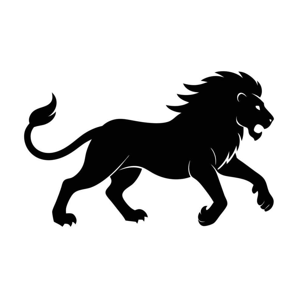 lion walking silhouette , on white background. vector