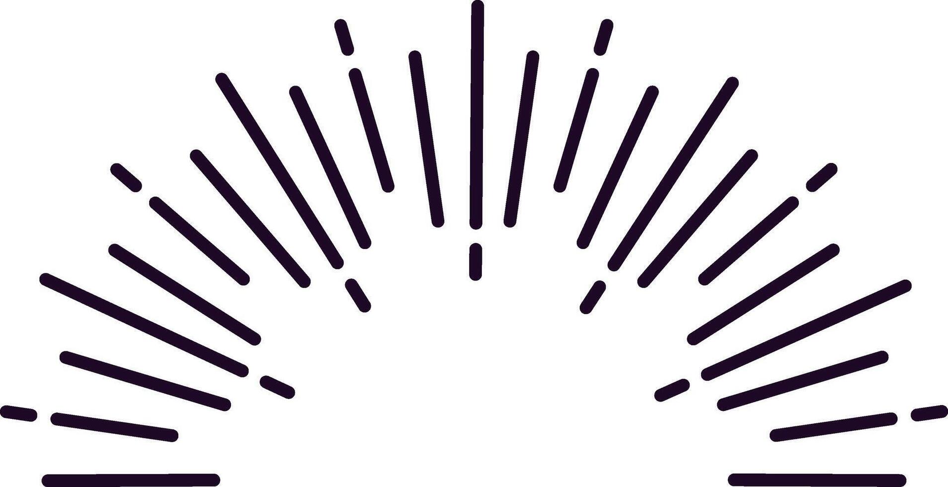Radiating lines creating semicircle shape converging towards center point forming abstract geometric pattern symbolizing energy, light, or expansion vector