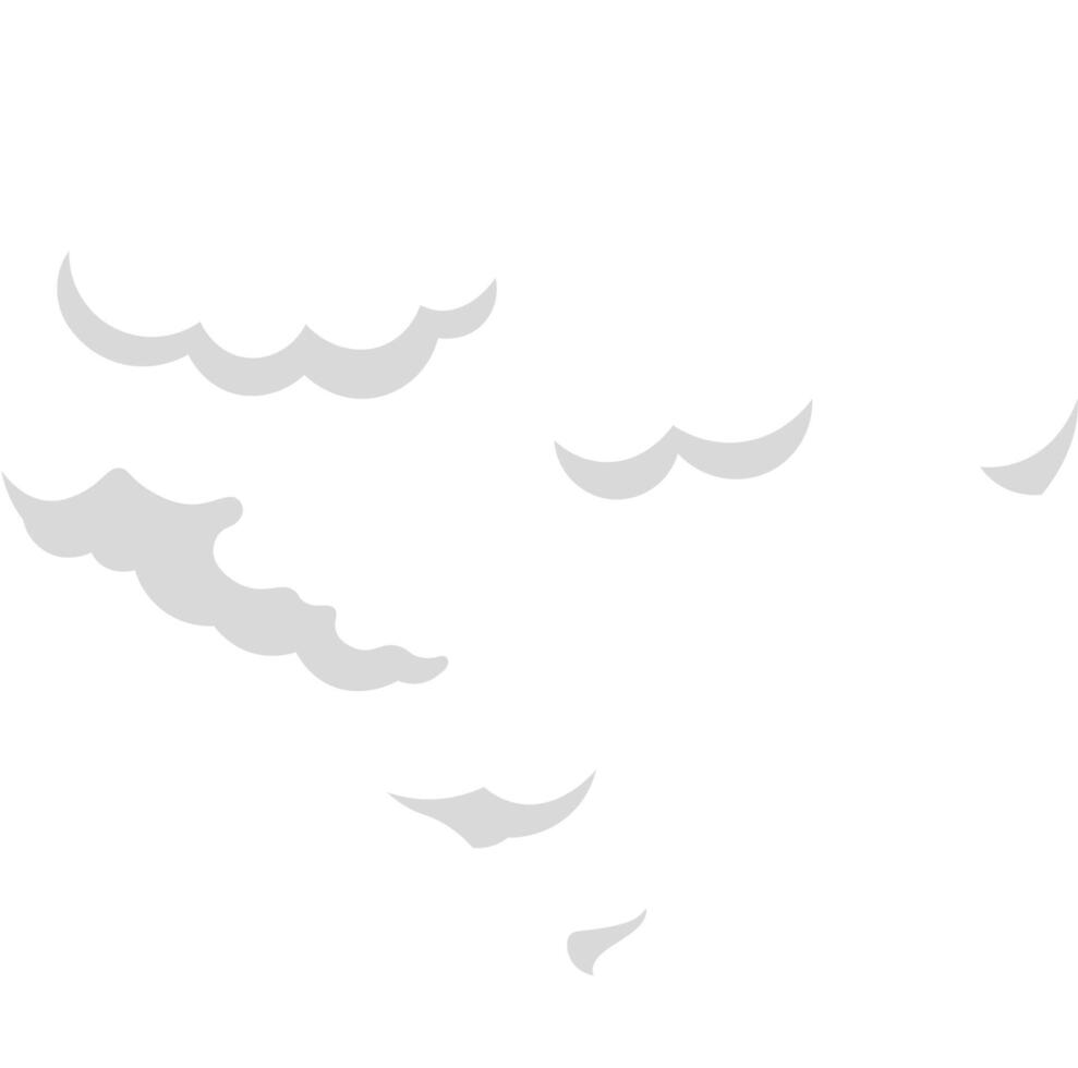 Light gray cumulus clouds are floating in the white sky, creating a serene and peaceful atmosphere, perfect for backgrounds and designs related to nature, weather, or tranquility vector