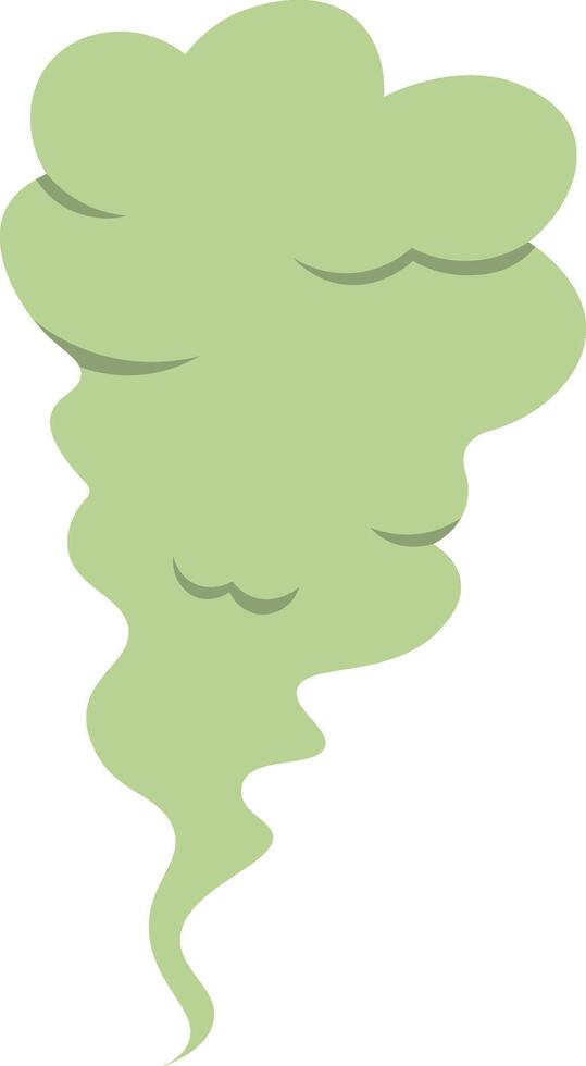 Green stinky toxic cartoon fart escapes upwards and expands, filling the air with its unpleasant odor, creating an embarrassing and funny moment vector